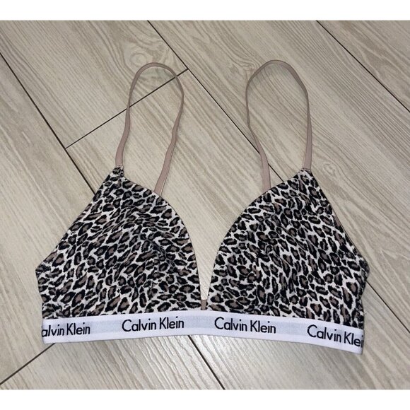 Calvin Klein QP1342O Womens Carousel Triangle Bralette Bra S Small Animal Print - Picture 2 of 7